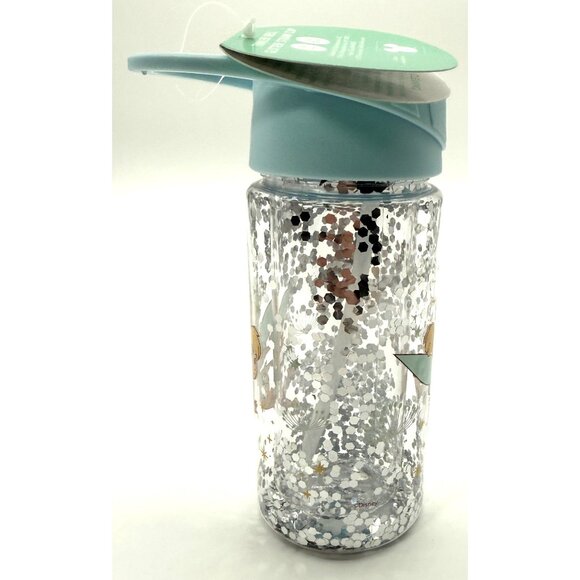 Disney Tinker Bell Glitter Water Bottle With Flip Straw Lid 16 Oz BPA-Free Plast - Picture 4 of 4